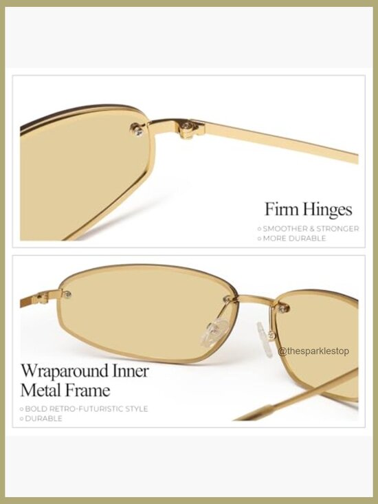 Metal Frame Y2K Retro Sunglasses UV400 Protection Wrap Around